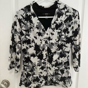Alfani Black and White Abstract Blouse